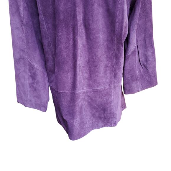 Terry Lewis Classic Luxuries Purple Suede Leather Jacket Button Down Sz M - Picture 11 of 16